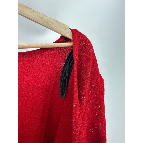 Ronni Nicole II Dress Women SIZE 14 Red Sequin Surplice V-Neck Short Sleeve - Picture 6 of 9